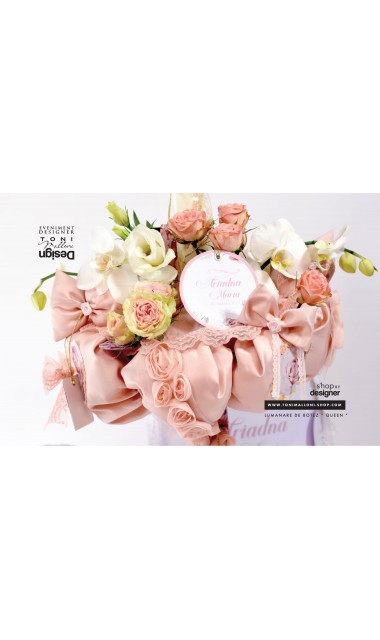 Lumanare botez cu trandafiri si orhidee pentru fetite, 65x4 cm, Regala 8
